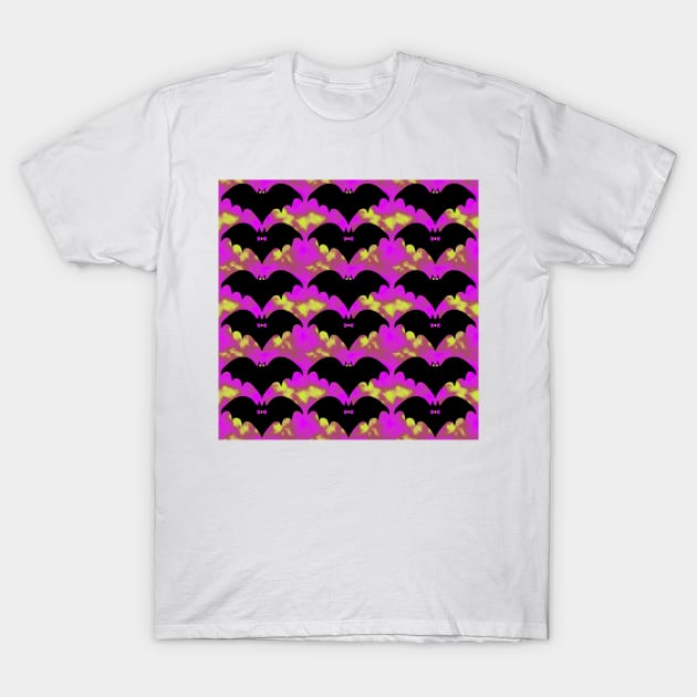 Bats And Bows Pink Yellow T-Shirt by BlakCircleGirl